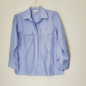 Outfit JPR Blue 100%Silk Blouse, Size Small